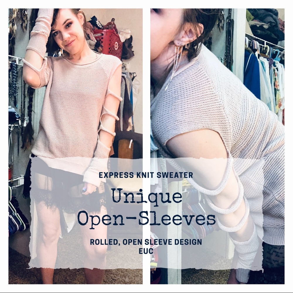 Express Knit Sweater Unique Open Sleeve